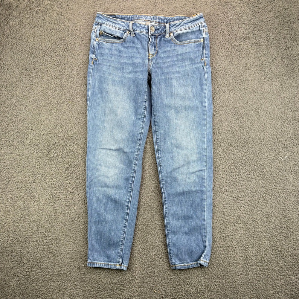 Aeropostale Womens 4 Short Skinny Jeans Blue Medium Wash Denim Low Rise 9838